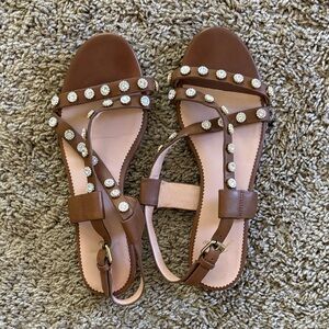 J. Crew Brown Studded Sandals